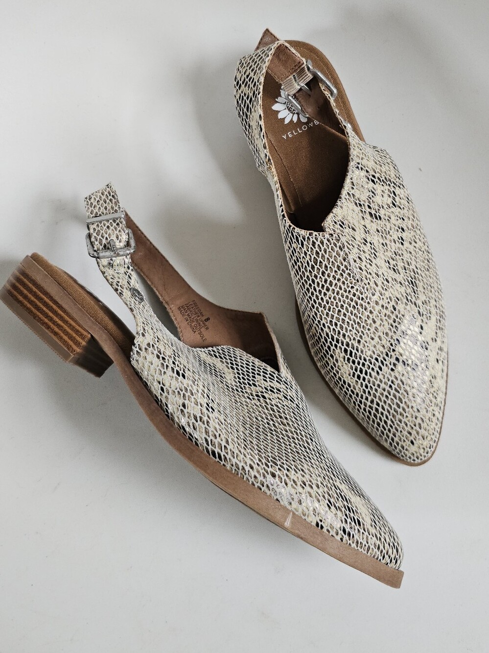 YELLOW BOX Snake-Print Slingback Flats